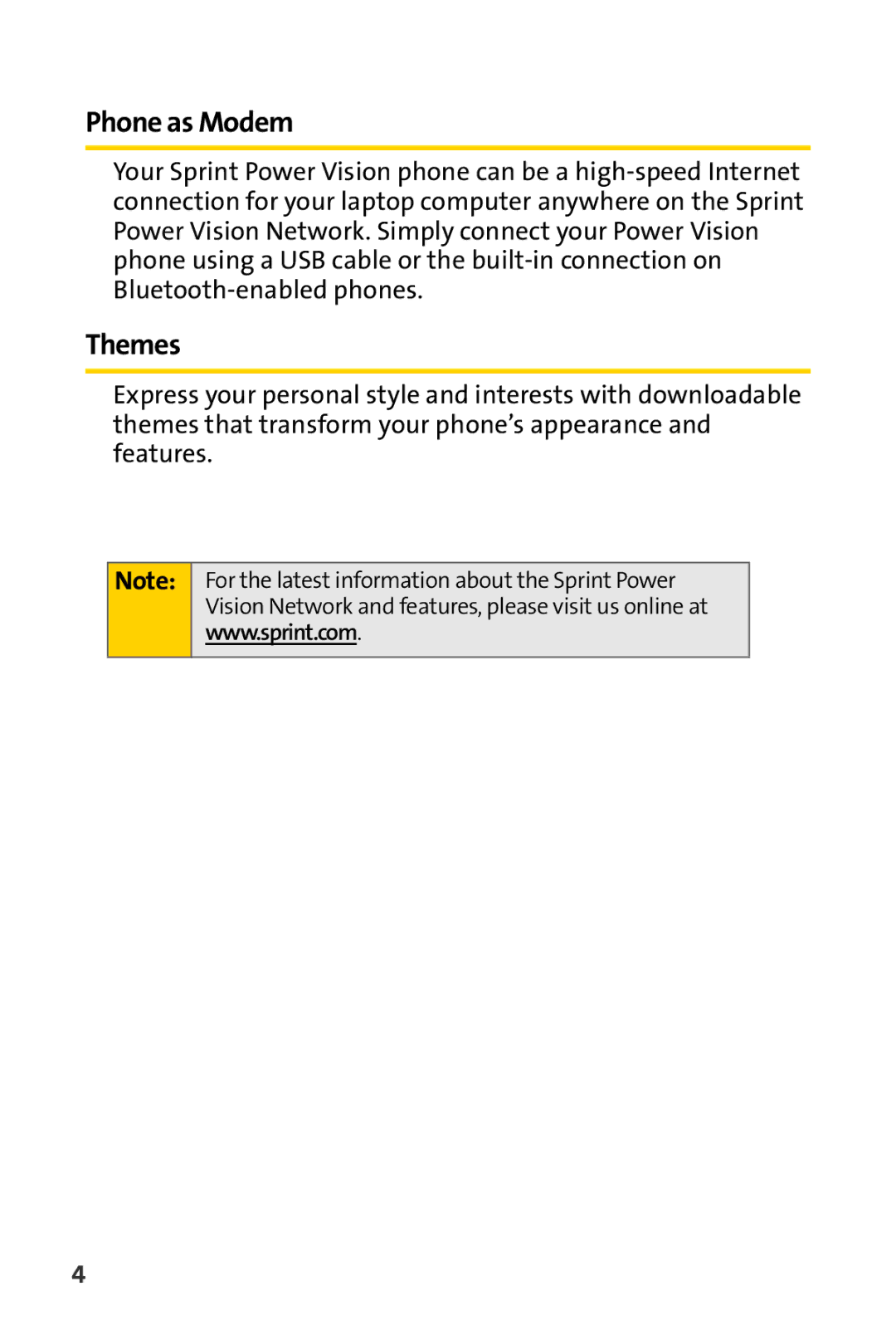 Spirit M1 manual Phone as Modem, Themes 