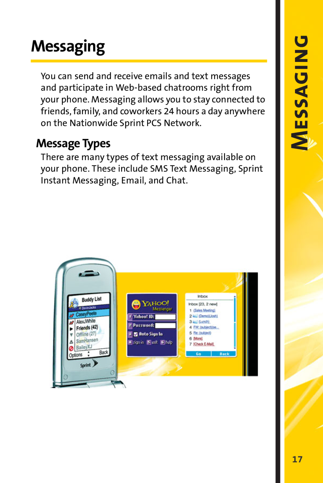 Spirit M1 manual Messaging, Message Types 