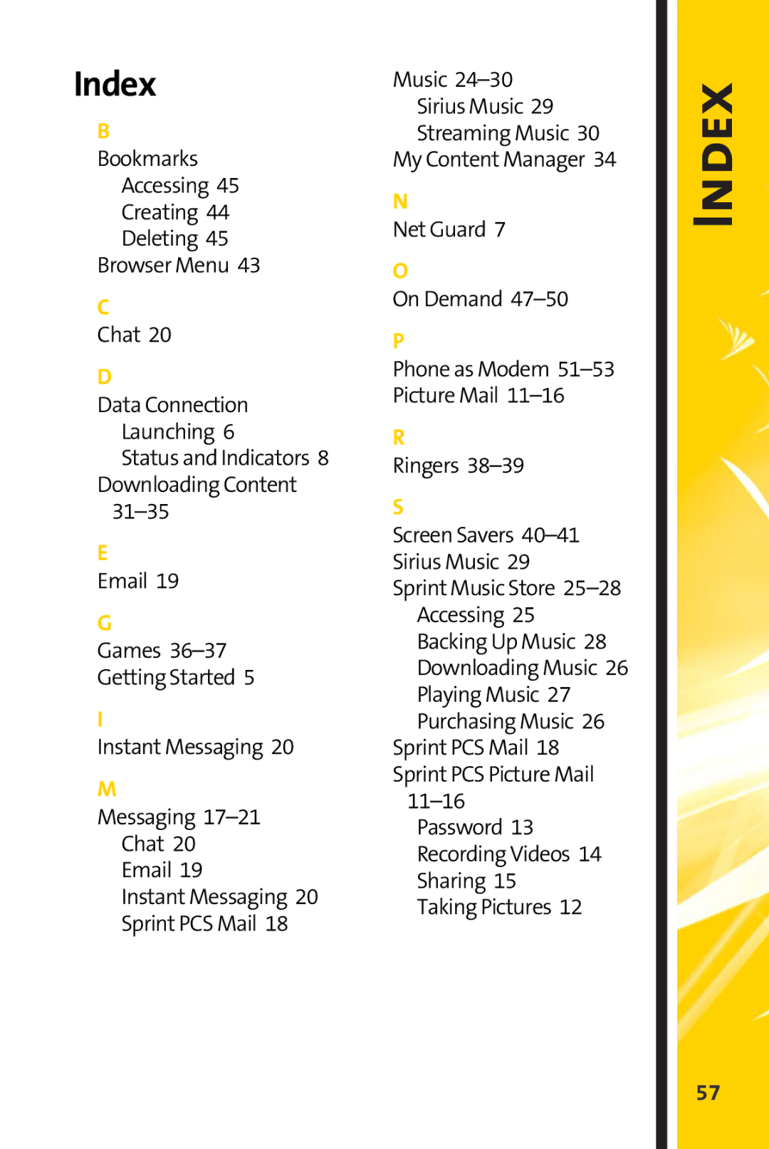 Spirit M1 manual Index 