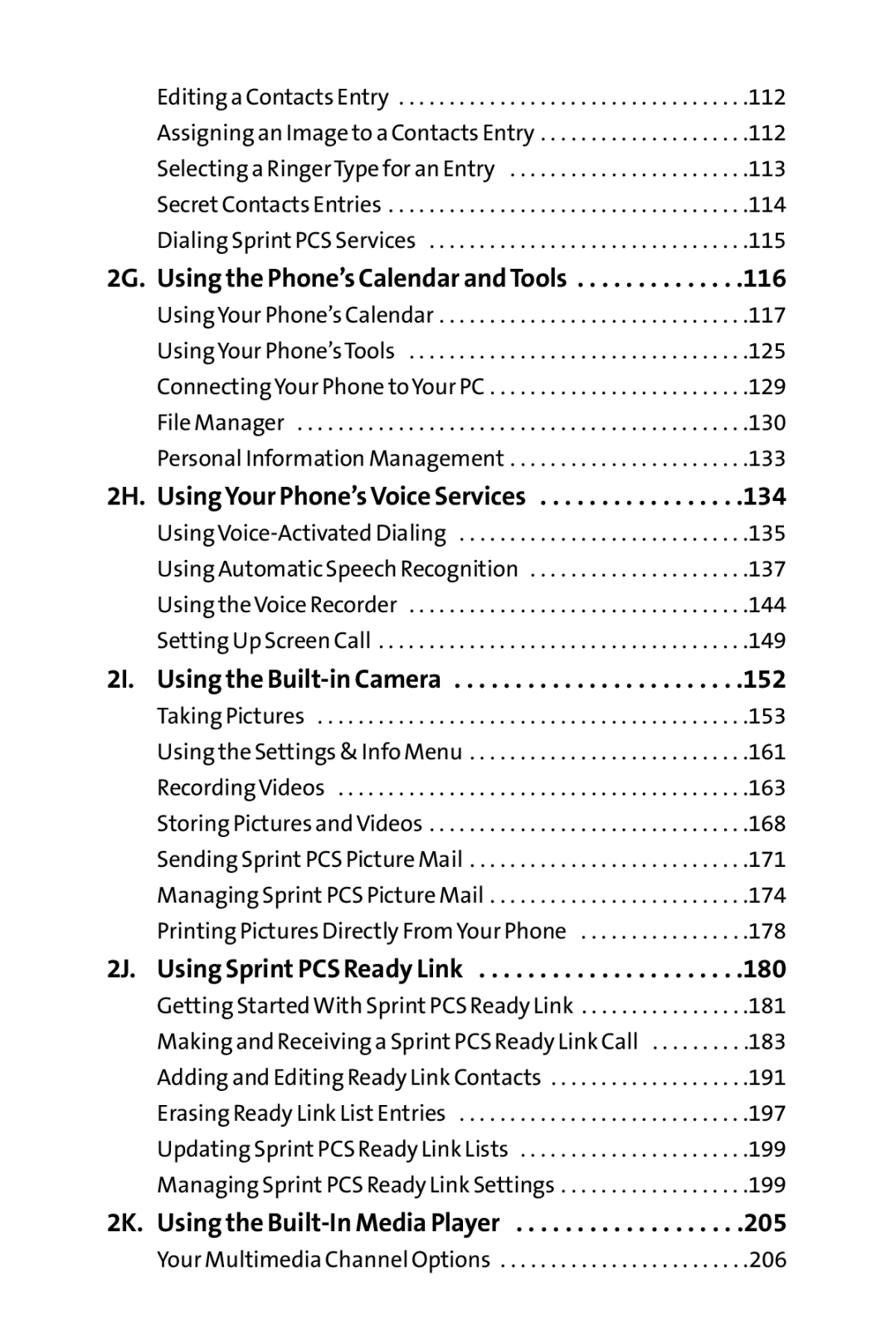 Spirit M1 manual 116, 134, 152, 180, 205 