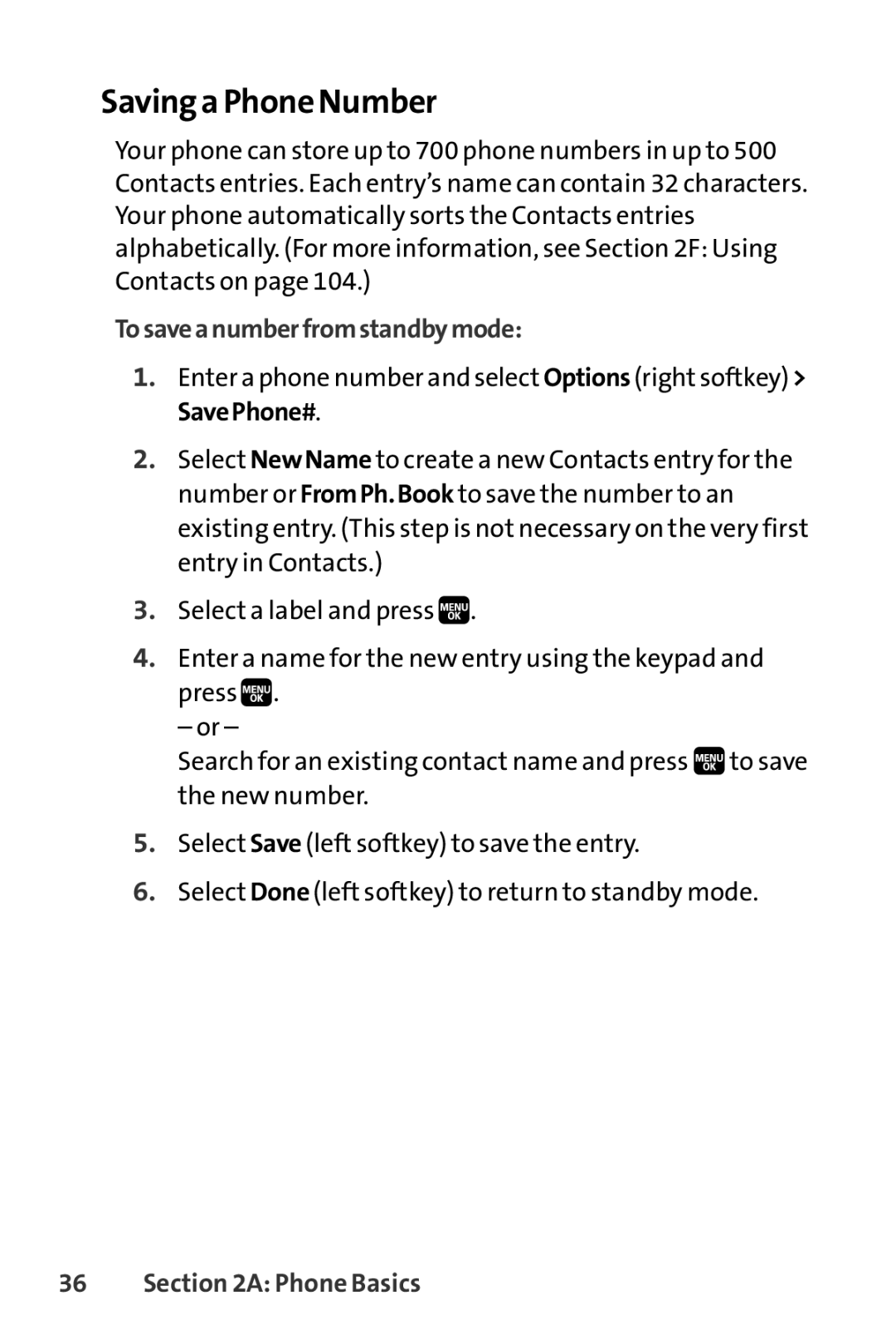 Spirit M1 manual Saving a Phone Number, Tosaveanumberfromstandbymode 