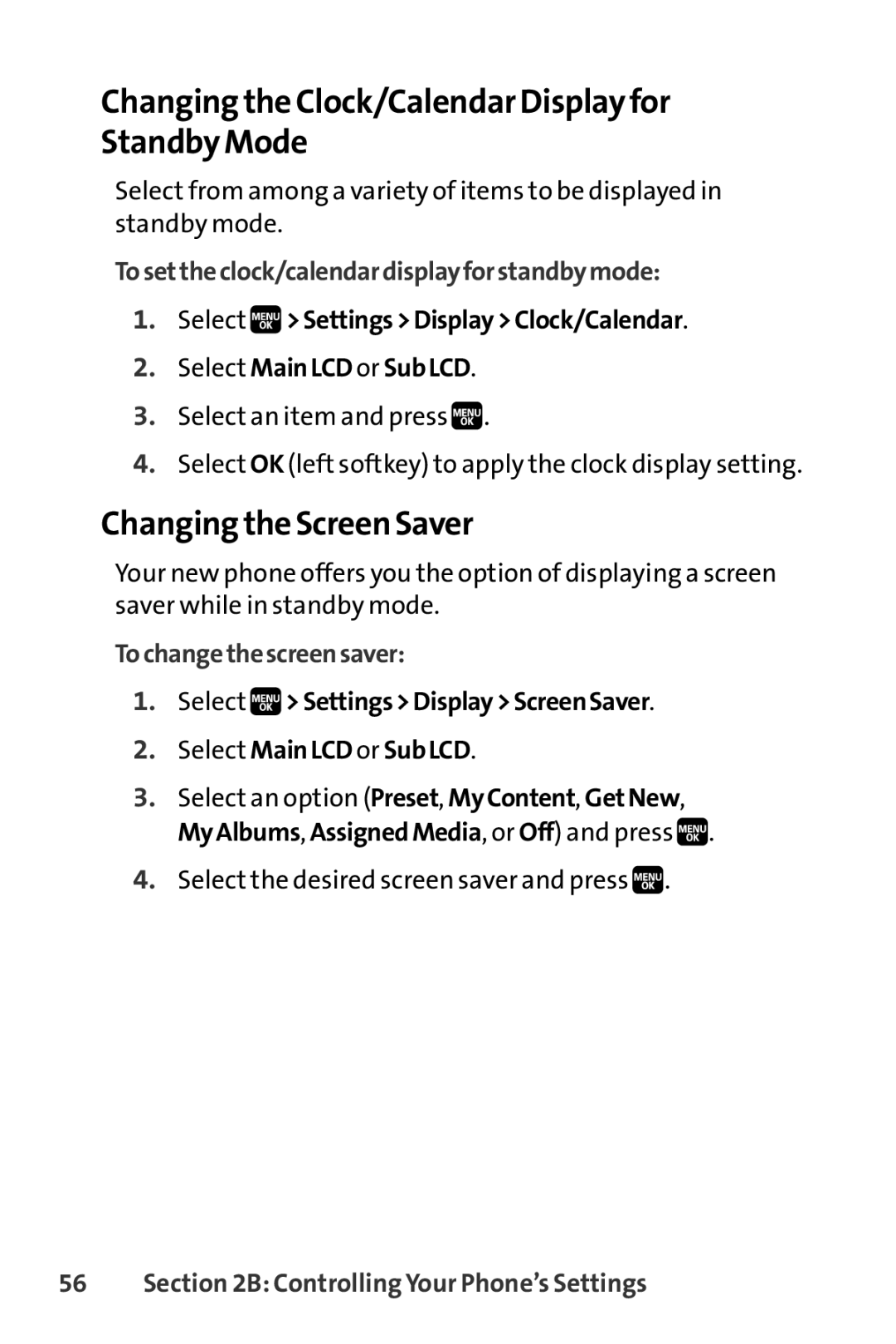 Spirit M1 manual Changing the Clock/Calendar Display for Standby Mode, Changing the Screen Saver, Tochangethescreensaver 