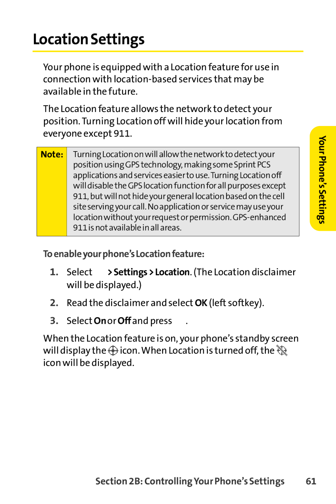 Spirit M1 manual Location Settings, Toenableyourphone’sLocationfeature 