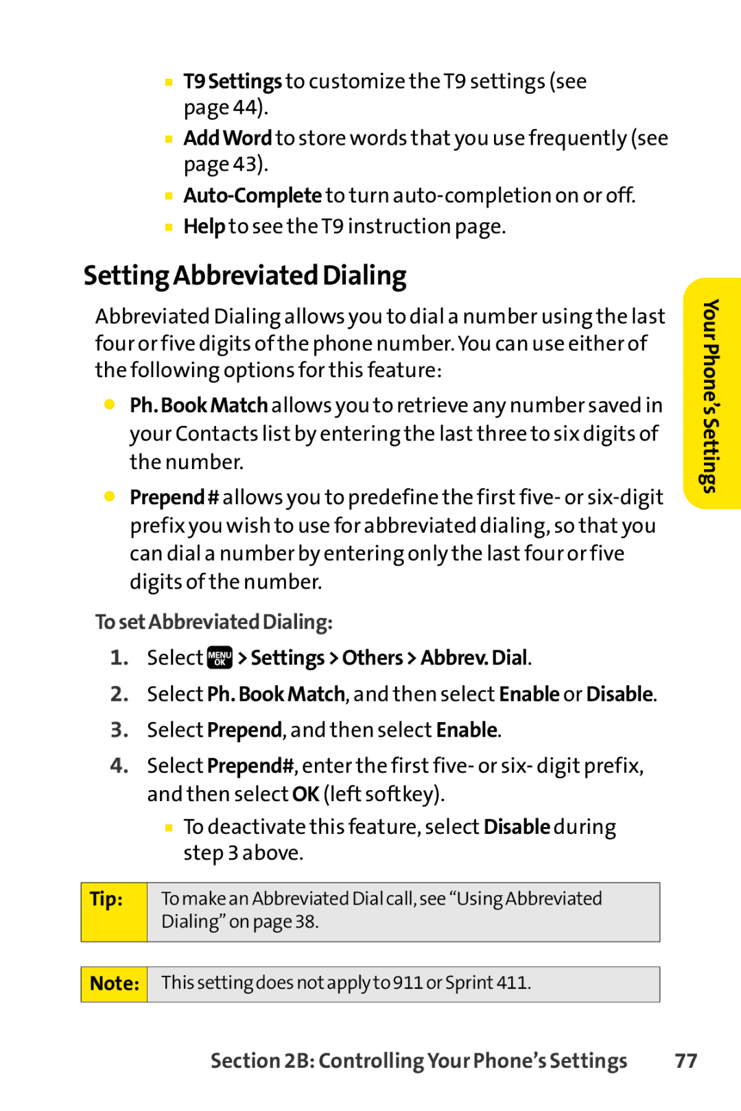 Spirit M1 manual Setting Abbreviated Dialing, TosetAbbreviatedDialing, Select SettingsOthersAbbrev.Dial 