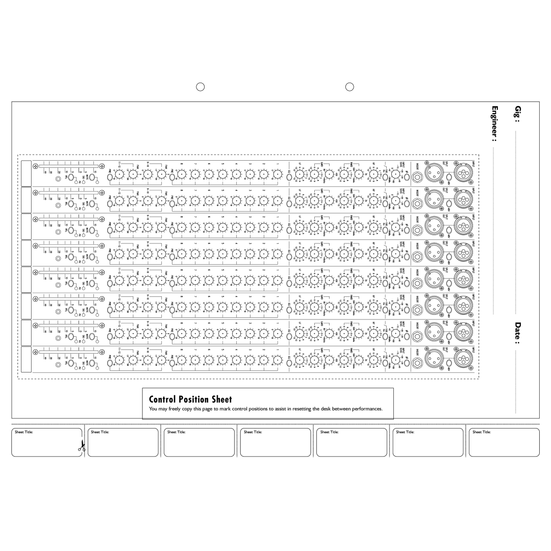 Spirit Monitor2 manual Control Position Sheet 