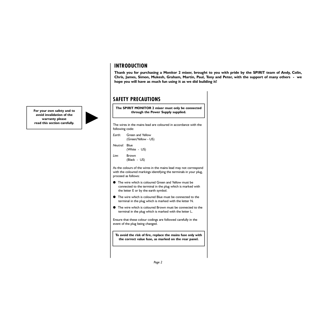 Spirit UltraMic Plus manual Introduction, Safety Precautions 