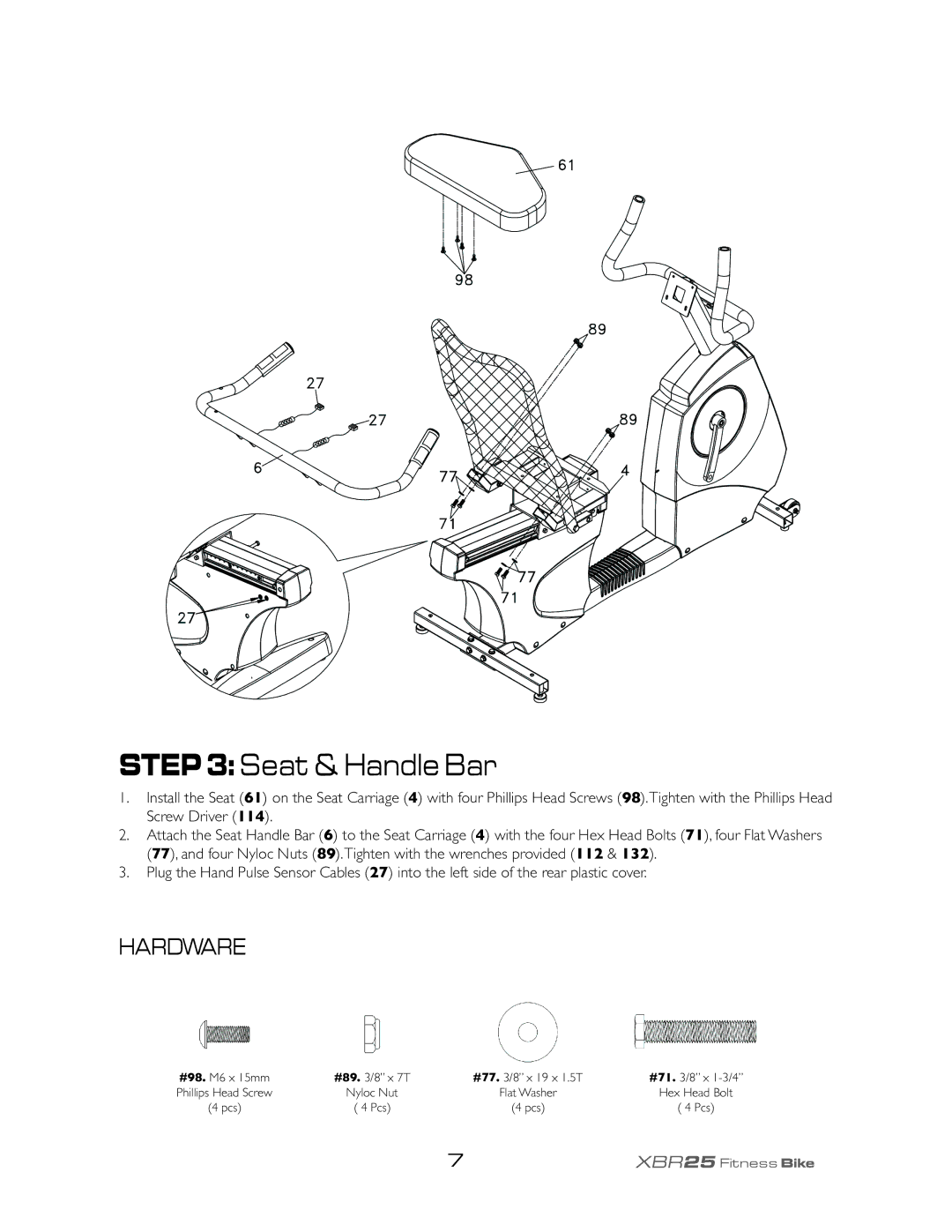 Spirit XBR25 owner manual Seat & Handle Bar 