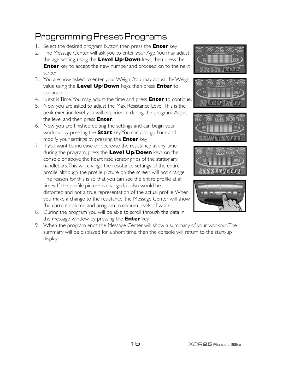 Spirit XBR25 owner manual Programming Preset Programs 