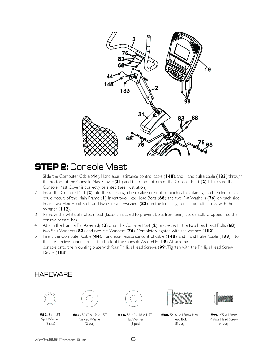 Spirit XBR95 owner manual Console Mast 