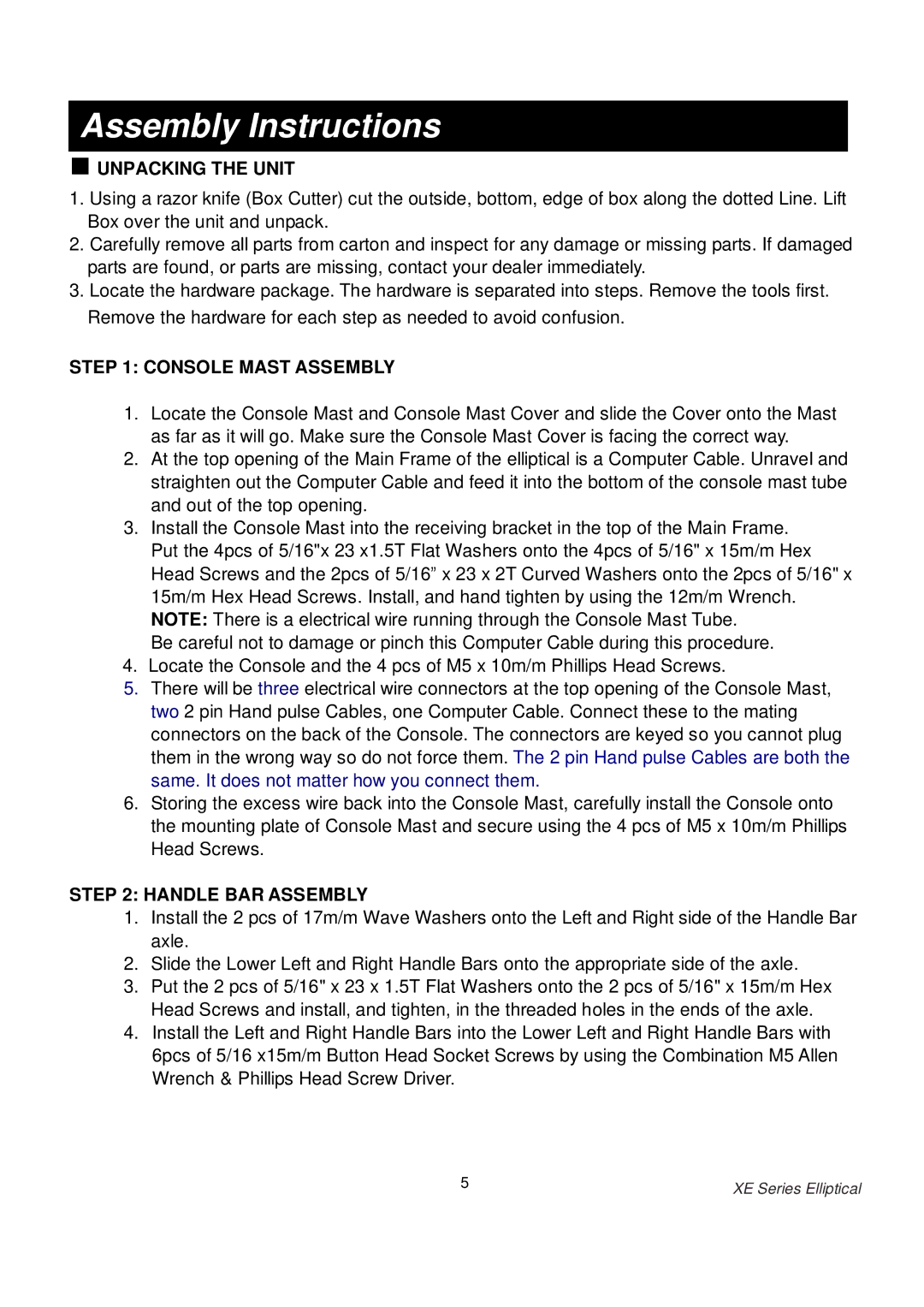 Spirit XE 125 owner manual Assembly Instructions, Unpacking the Unit 