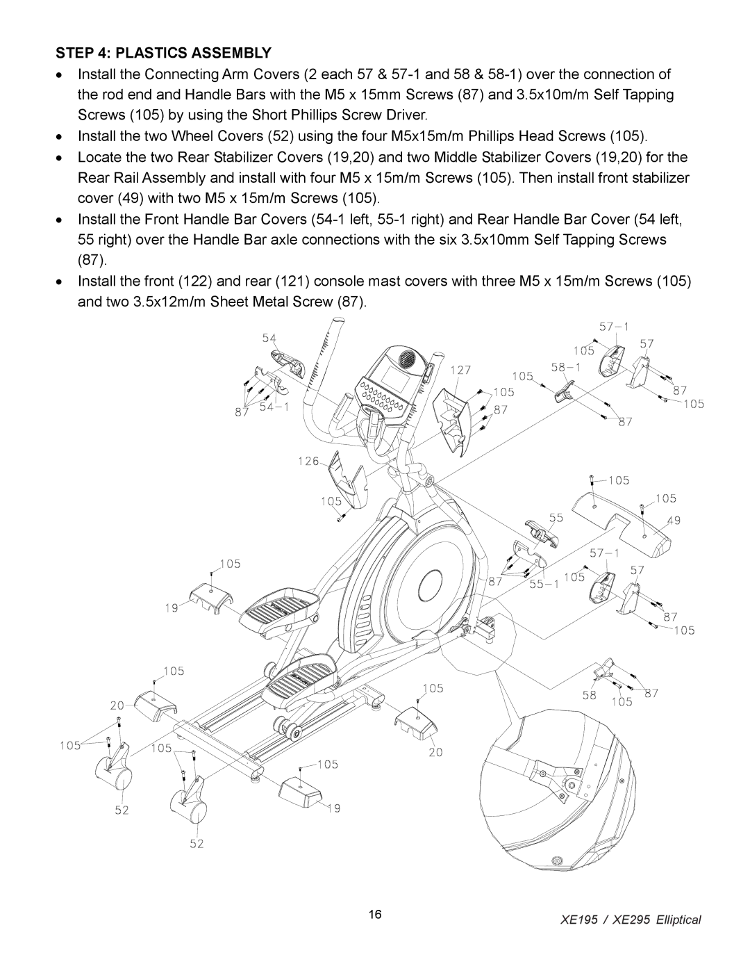 Spirit XE 195, XE 295 owner manual Plastics Assembly 