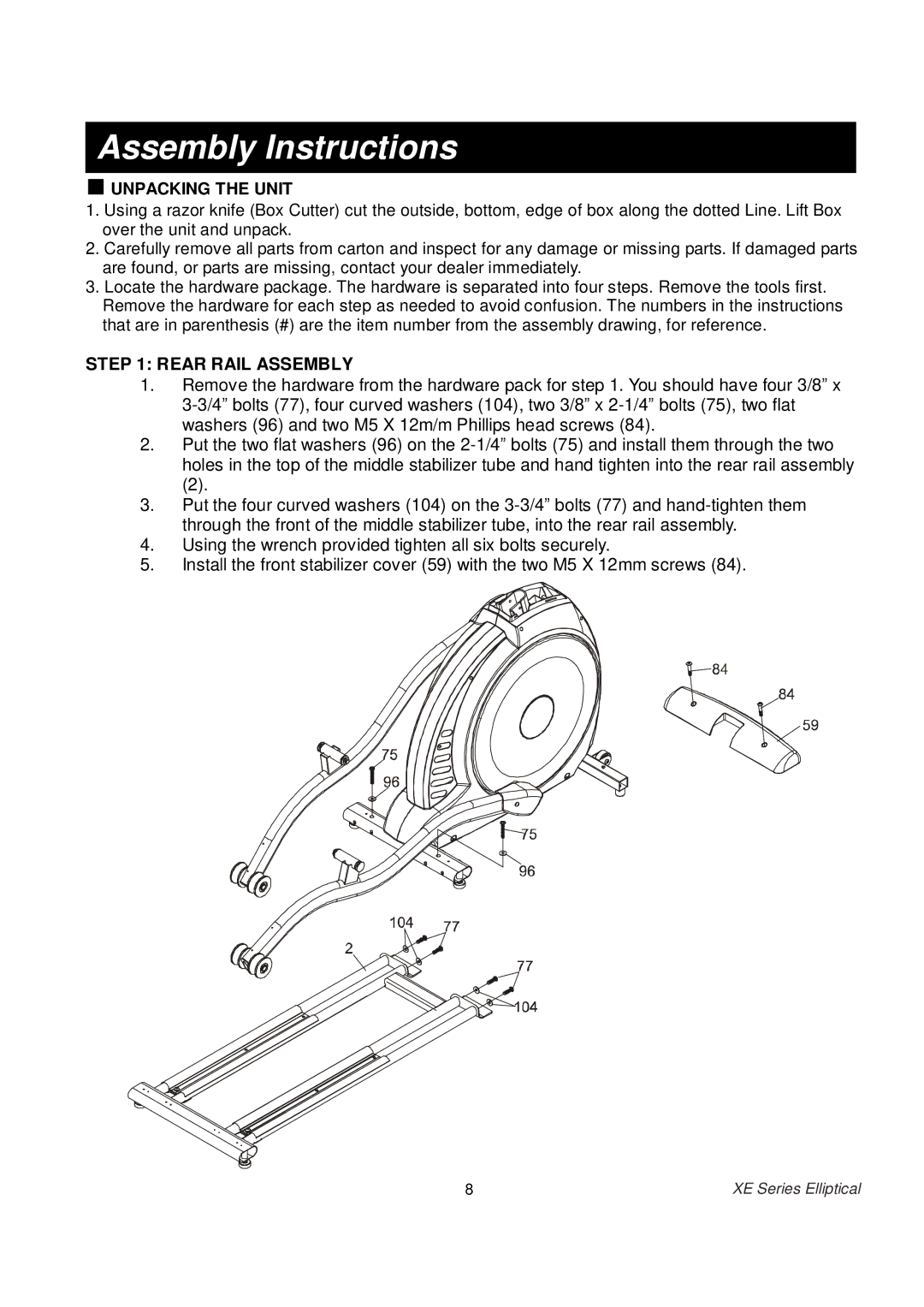 Spirit XE 850 owner manual Assembly Instructions, Unpacking the Unit 