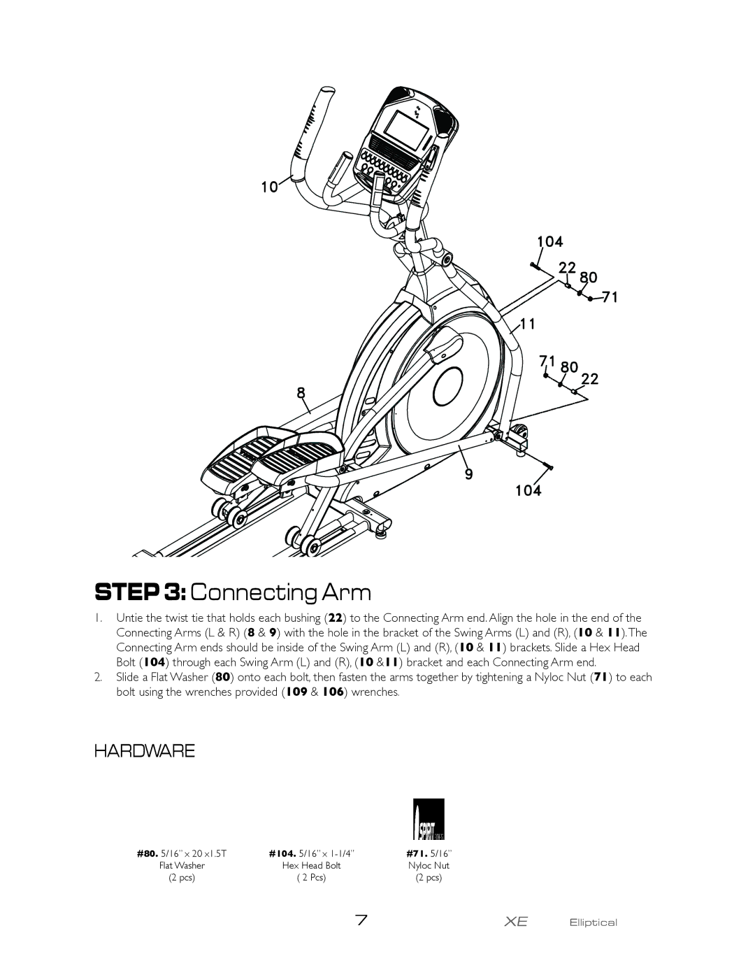Spirit XE295 owner manual Connecting Arm 
