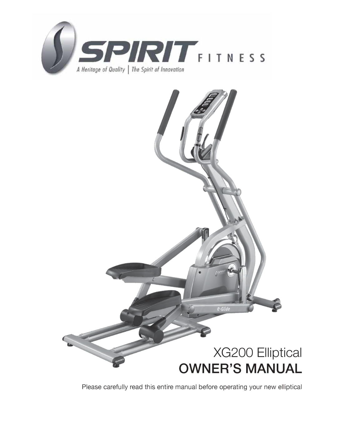 Spirit owner manual XG200 Elliptical 