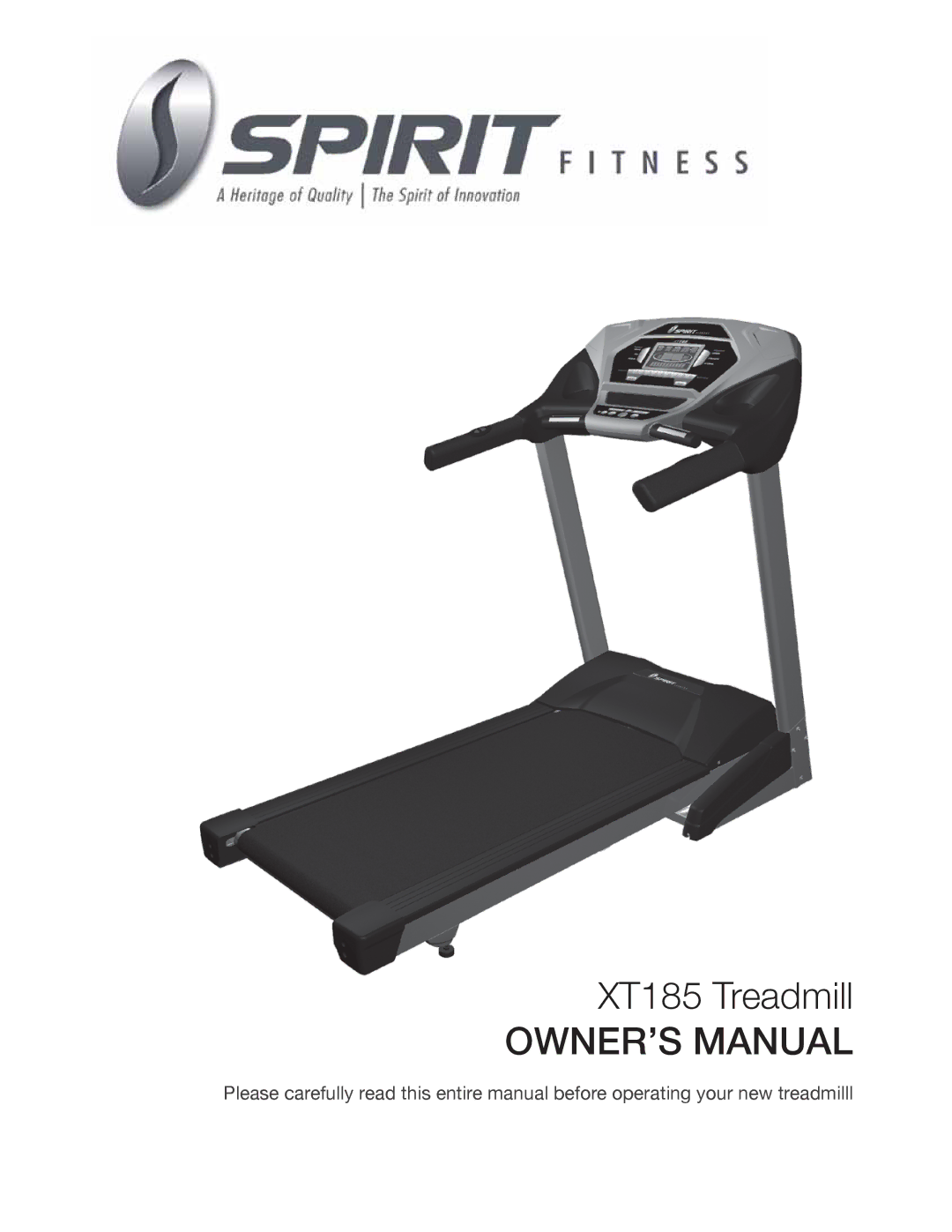 Spirit owner manual XT185 Treadmill 