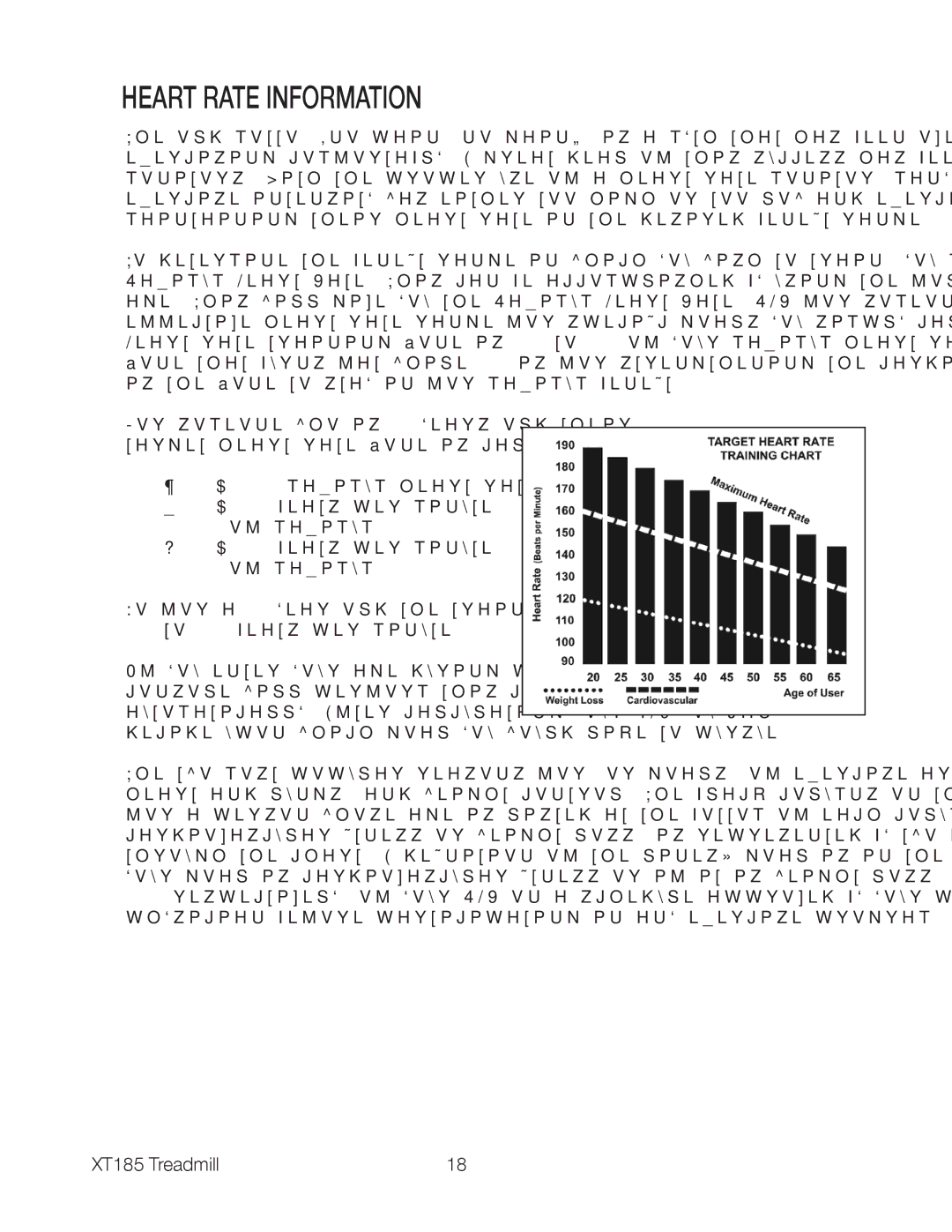 Spirit XT185 owner manual Heart Rate Information 