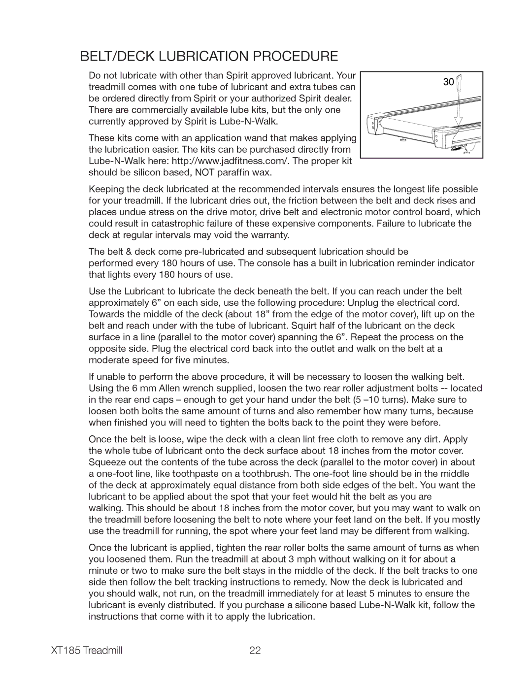 Spirit XT185 owner manual BELT/DECK Lubrication Procedure 