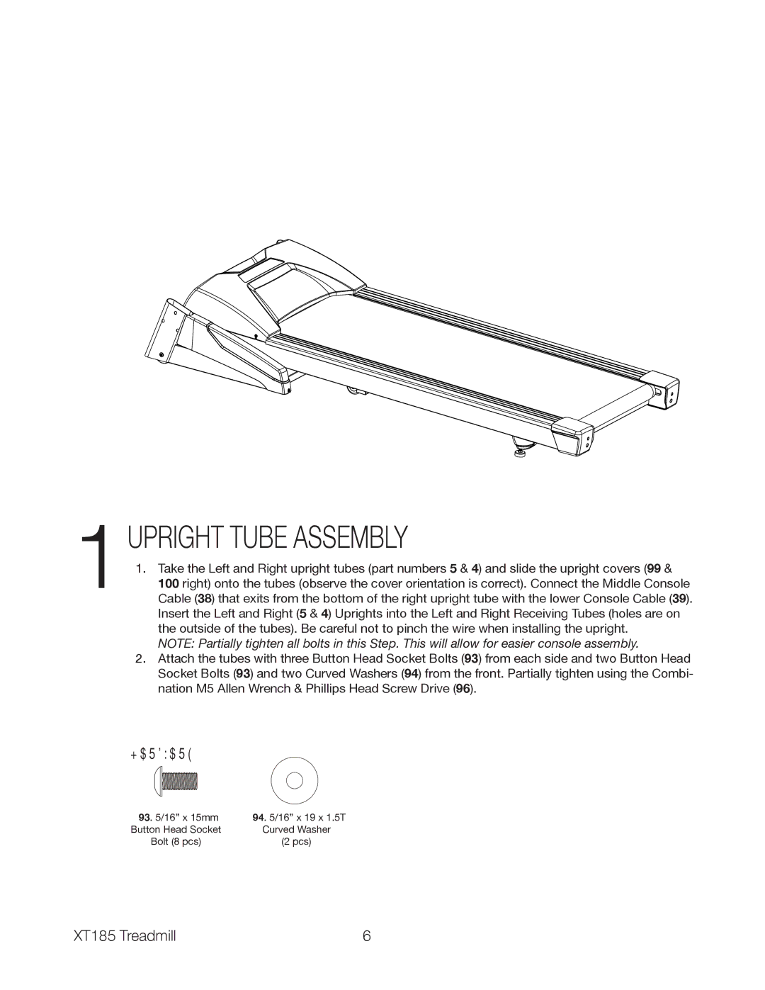 Spirit XT185 owner manual 1UPRIGHT Tube Assembly 