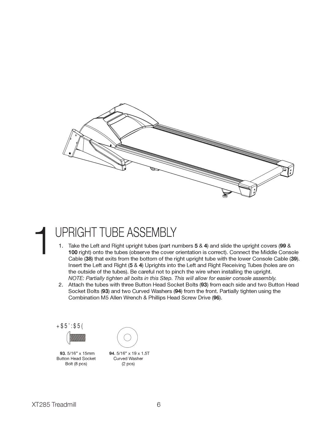 Spirit XT285 owner manual 1UPRIGHT Tube Assembly 