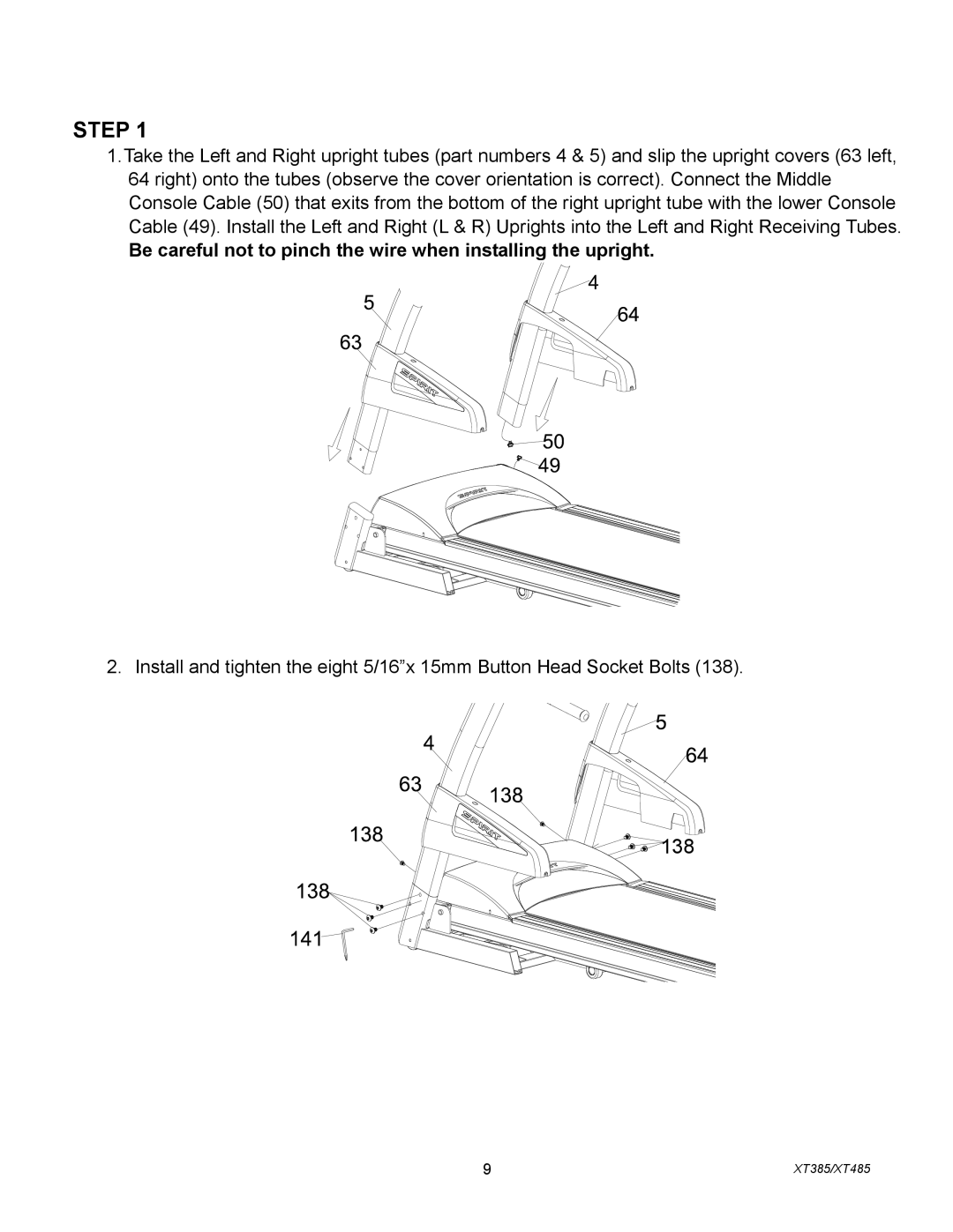 Spirit XT385, XT4851 owner manual Step 