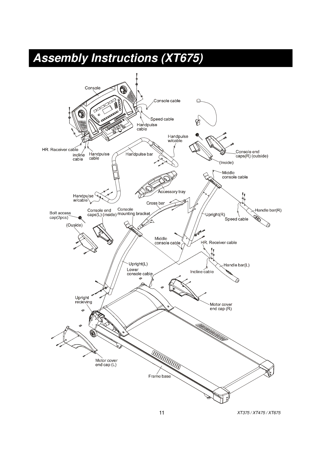 Spirit XT475, XT375 owner manual Assembly Instructions XT675 