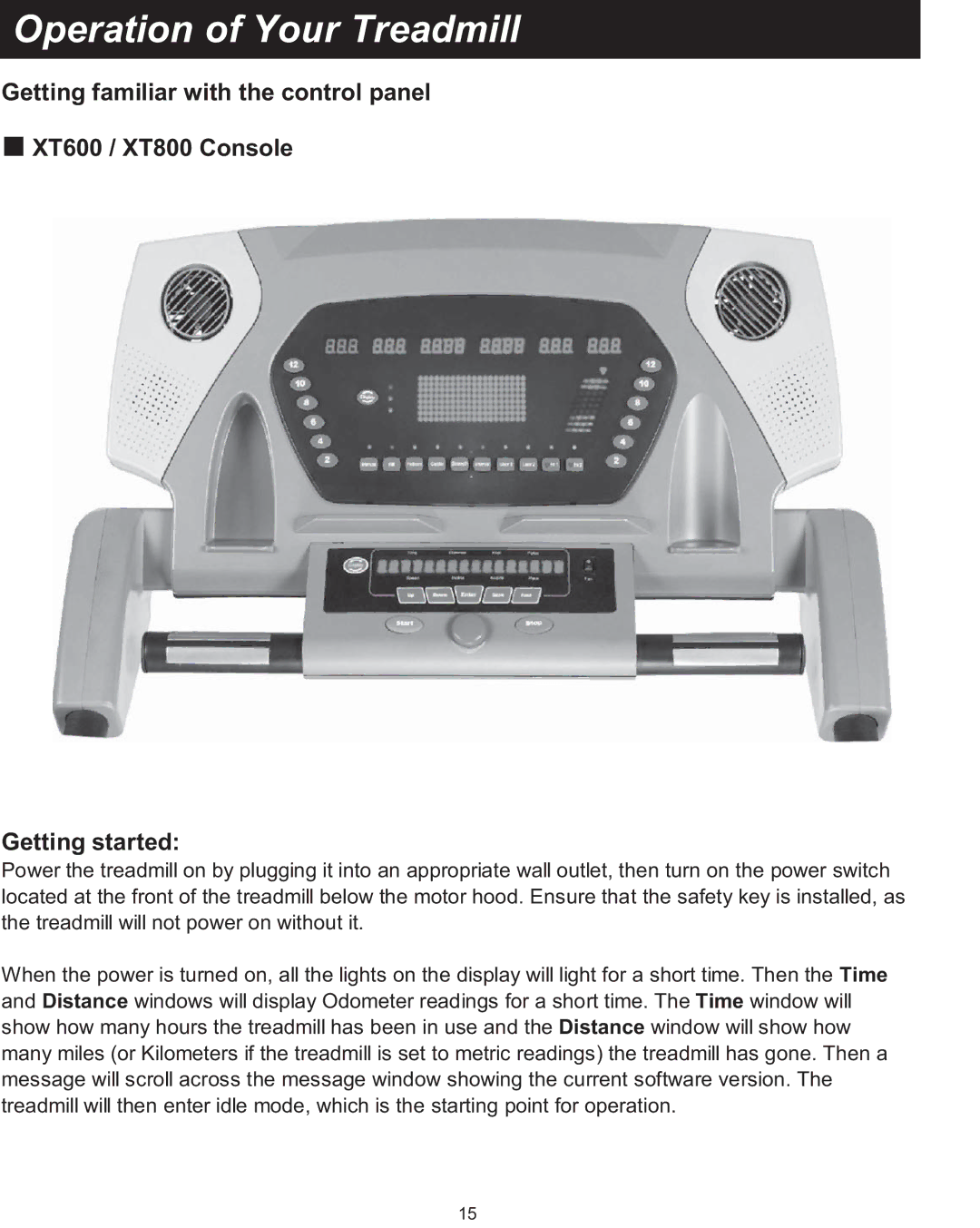 Spirit XT600 owner manual Operation of Your Treadmill 