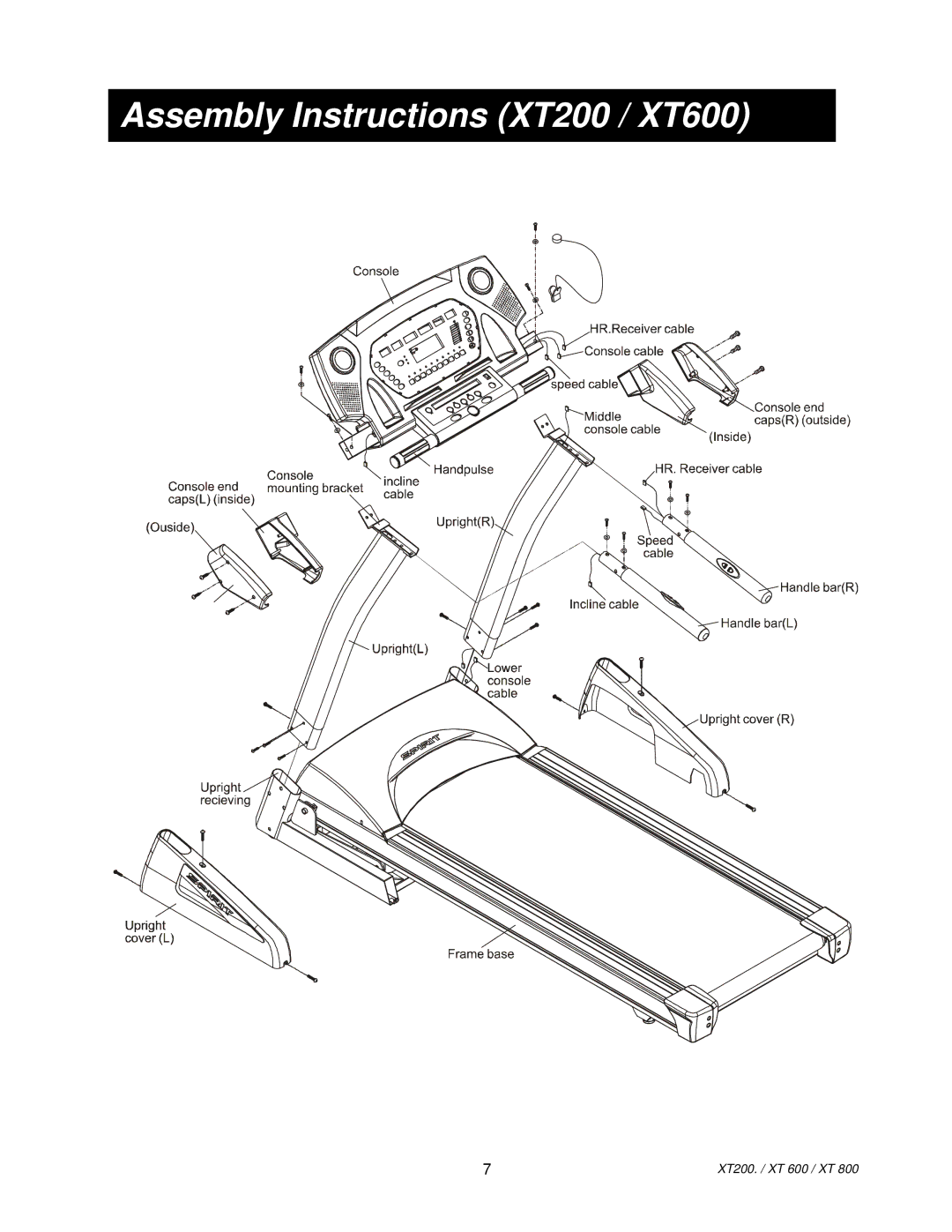 Spirit XT 800, XT800, XT200/XT600, XT 600 owner manual Assembly Instructions XT200 / XT600 