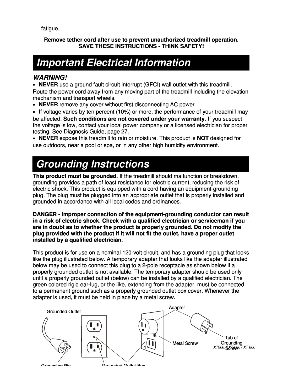 Spirit XT800, XT200/XT600, XT 800, XT 600 owner manual Important Electrical Information 
