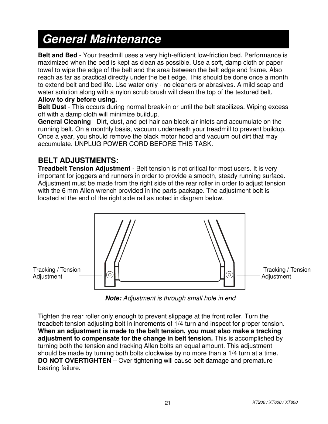 Spirit XT80013 manual General Maintenance, Allow to dry before using 