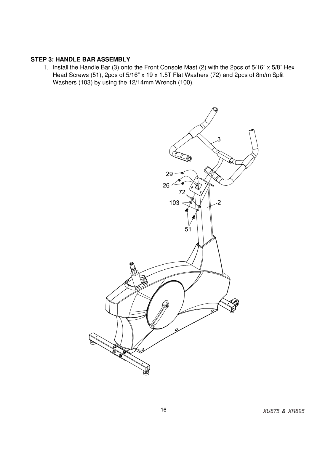 Spirit XR895, XU875 owner manual Handle BAR Assembly 