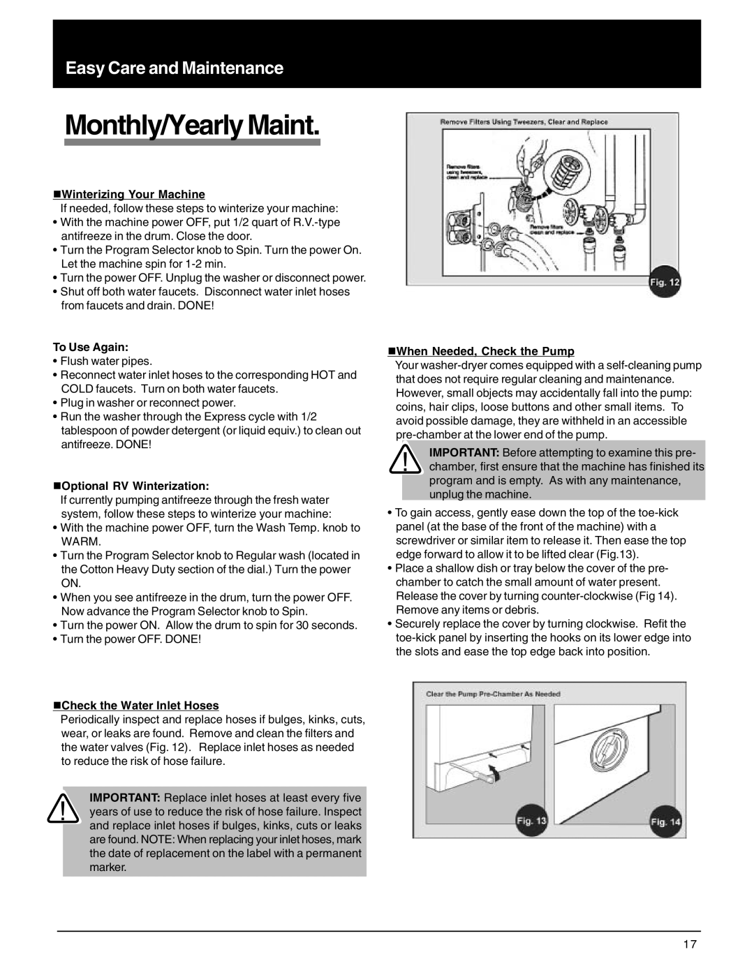 Splendide 6200 installation instructions Monthly/Yearly Maint 