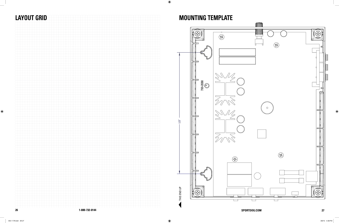 SportDOG 100A manual Layout Grid, Mounting Template 