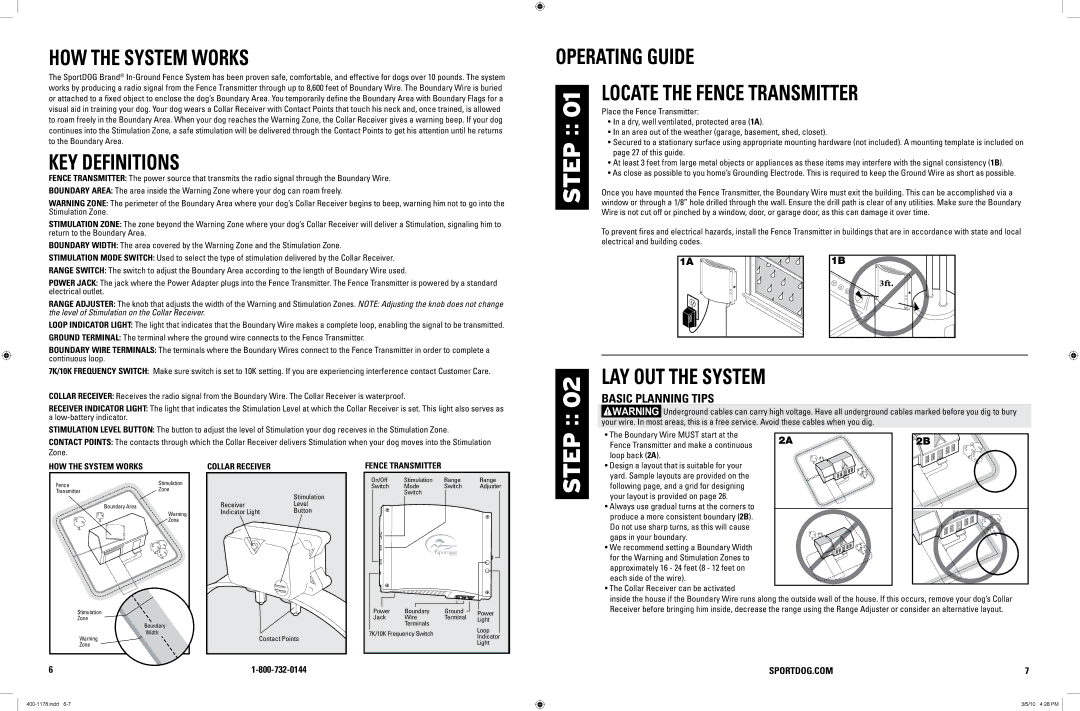 SportDOG 100A manual HOW the System Works, KEY Definitions, Operating Guide Locate the Fence Transmitter, 3ft 