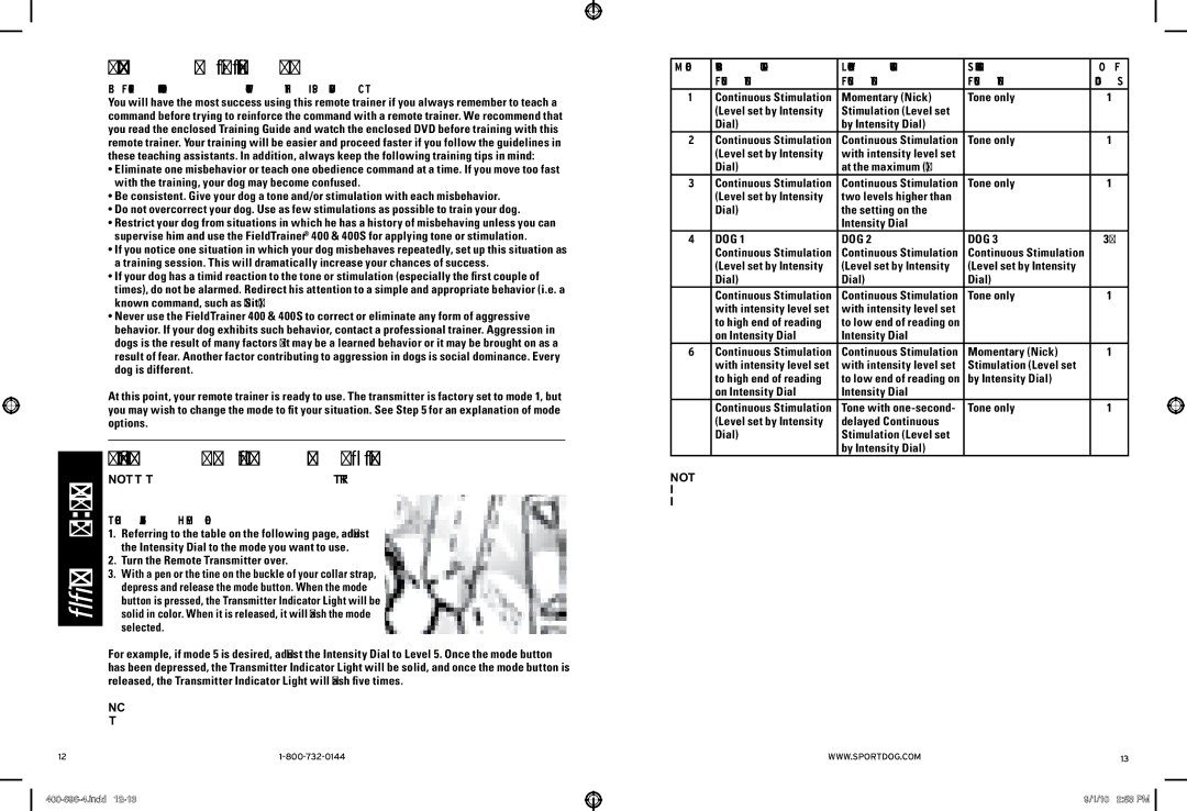 SportDOG 400 & 400S manual General Training Tips, Before Training Your Dog with This Product 