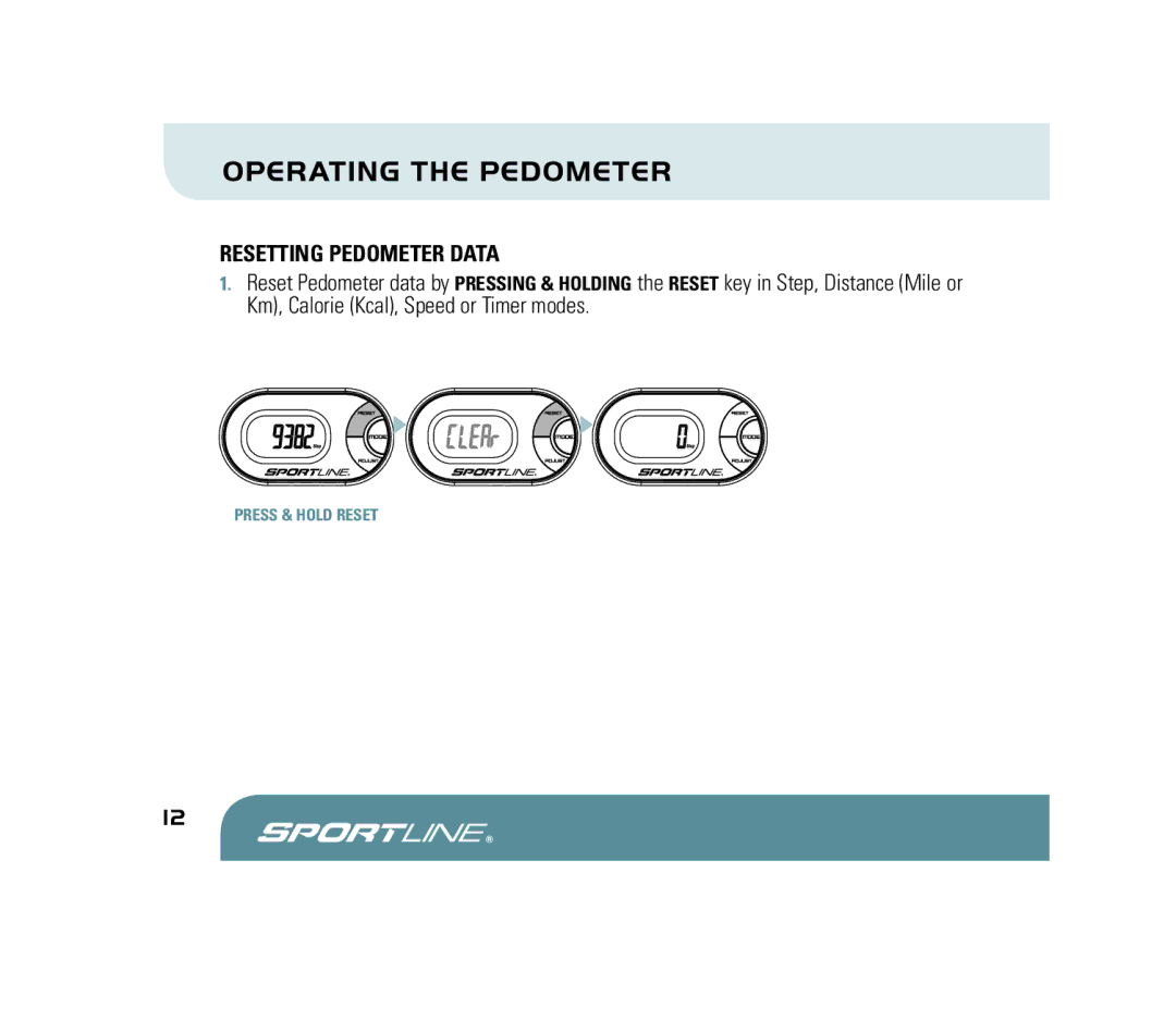 Sportline 310 manual Resetting Pedometer Data 