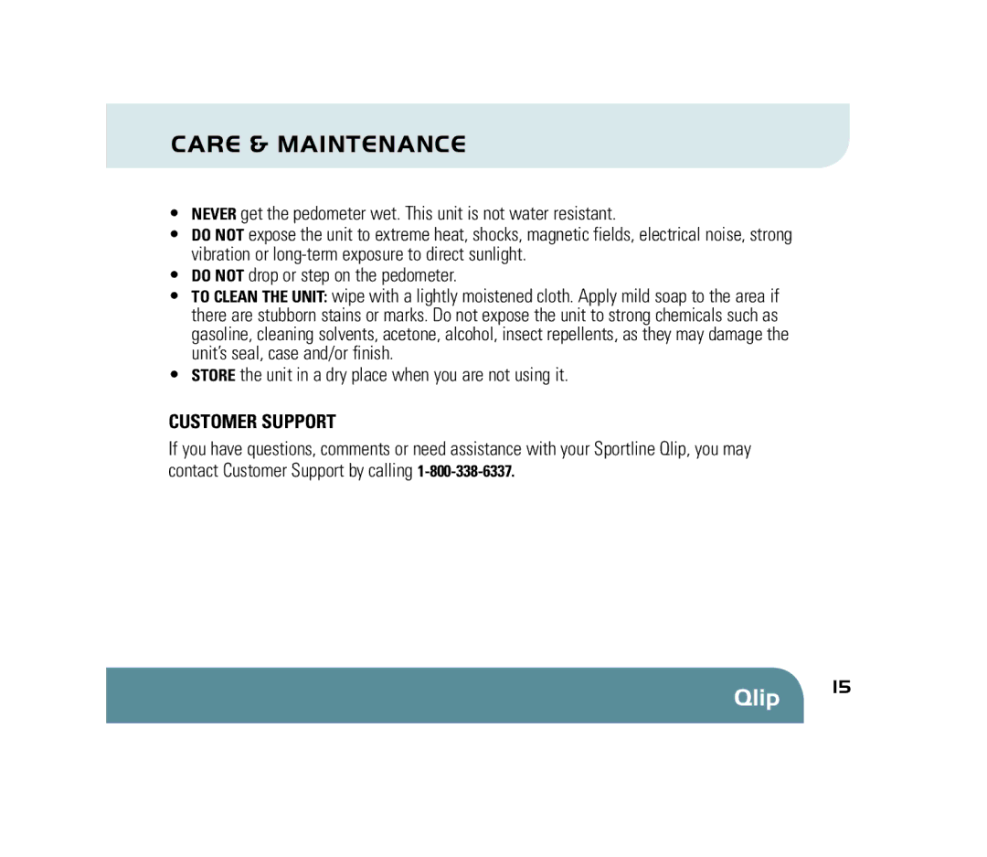 Sportline 310 manual Care & Maintenance, Customer Support 