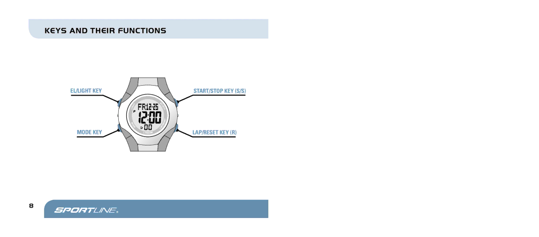 Sportline 955 manual Keys and their functions 