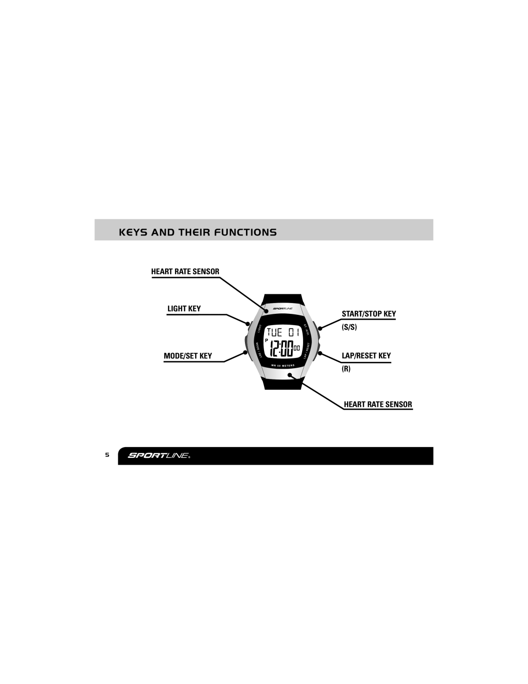 Sportline DUO 1010W manual Keys and Their Functions 