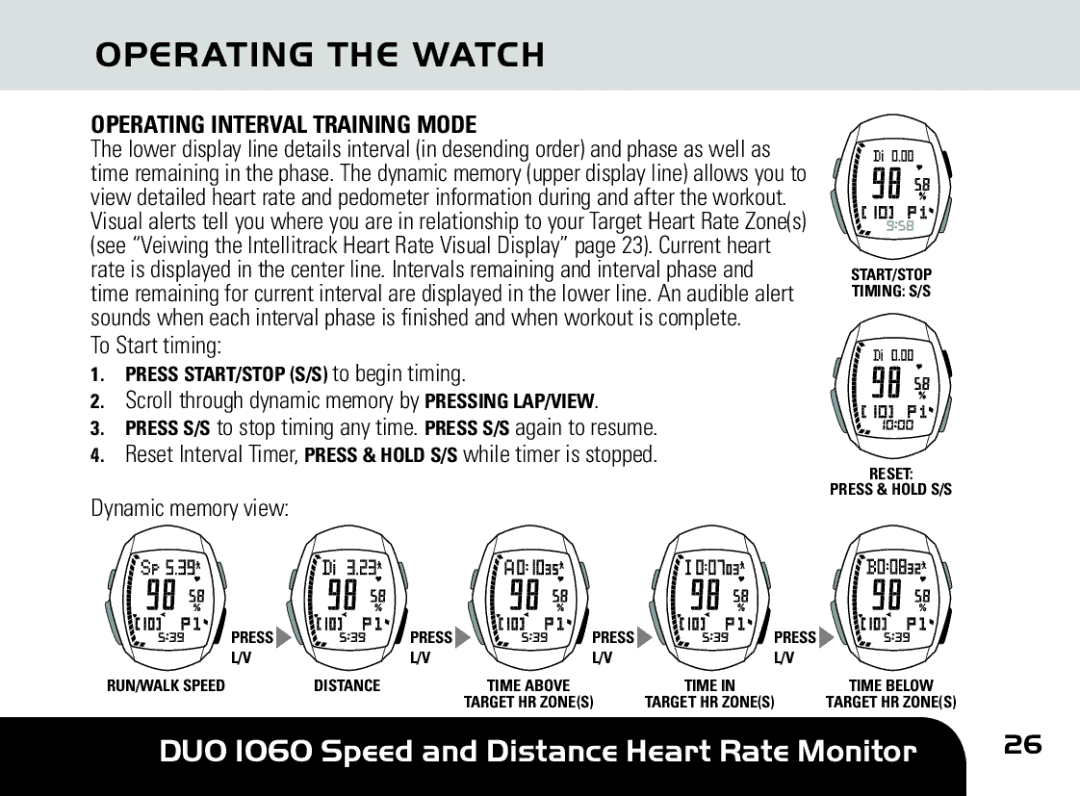 Sportline DUO 1060 manual Operating Interval Training Mode 