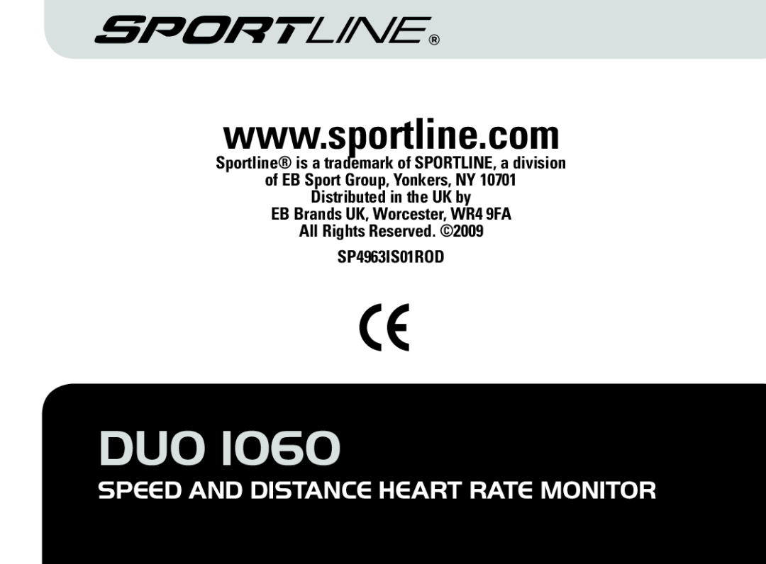 Sportline DUO 1060 manual Speed And Distance Heart Rate Monitor, Sportline is a trademark of SPORTLINE, a division 
