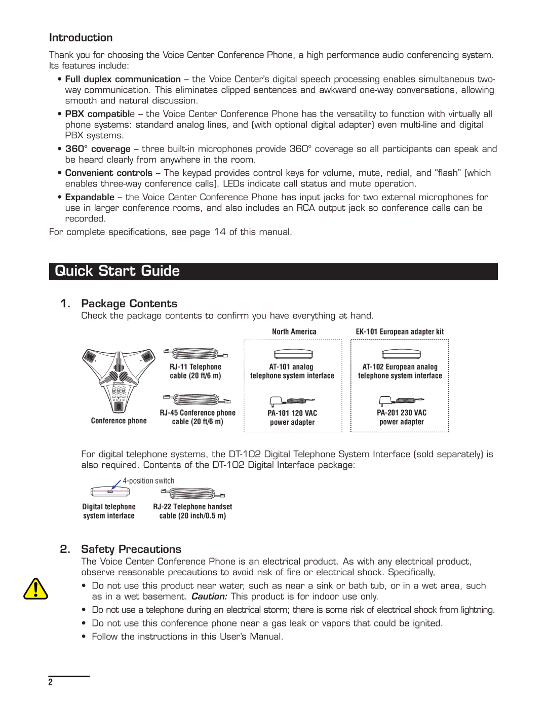 Spracht cp-2010 manual Quick Start Guide, Introduction, Package Contents, Safety Precautions 