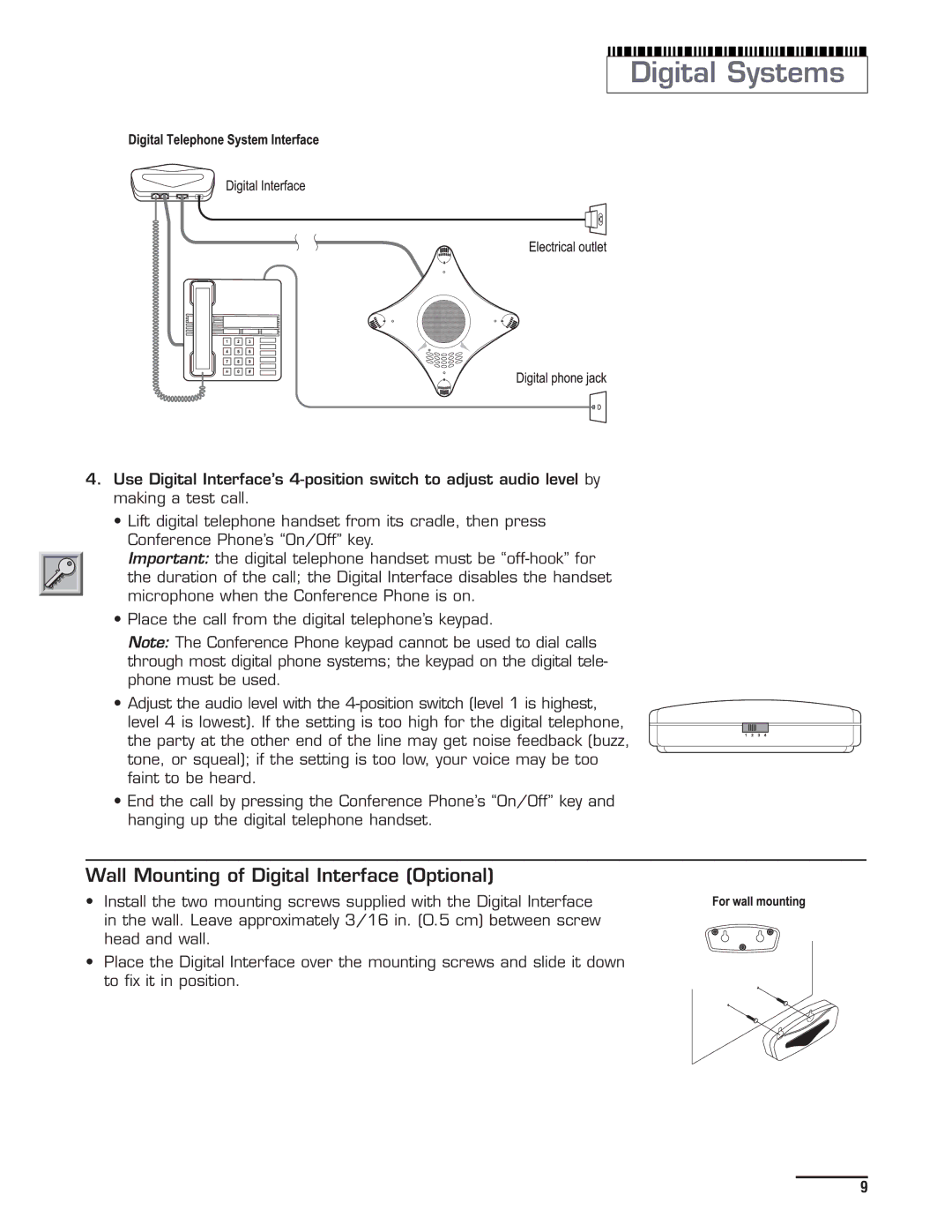 Spracht CP-2012 manual Digital Systems, Wall Mounting of Digital Interface Optional 