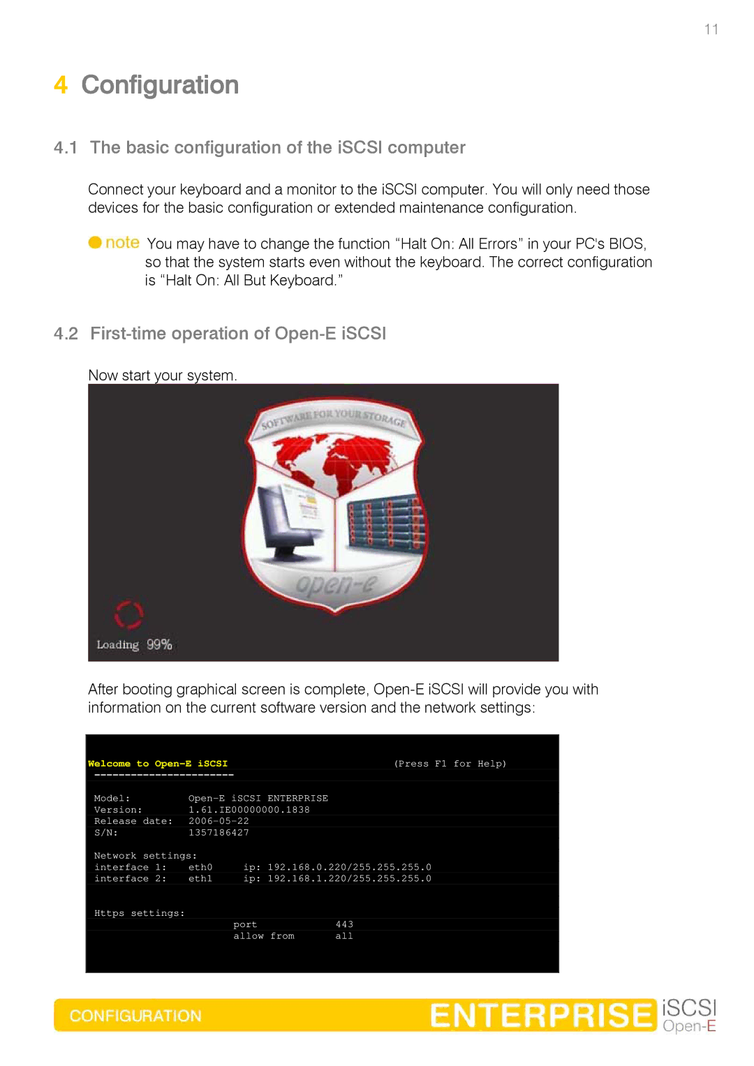 Spring Switzerland GmbH Ver. 1.61 manual Configuration, Basic configuration of the iSCSI computer 