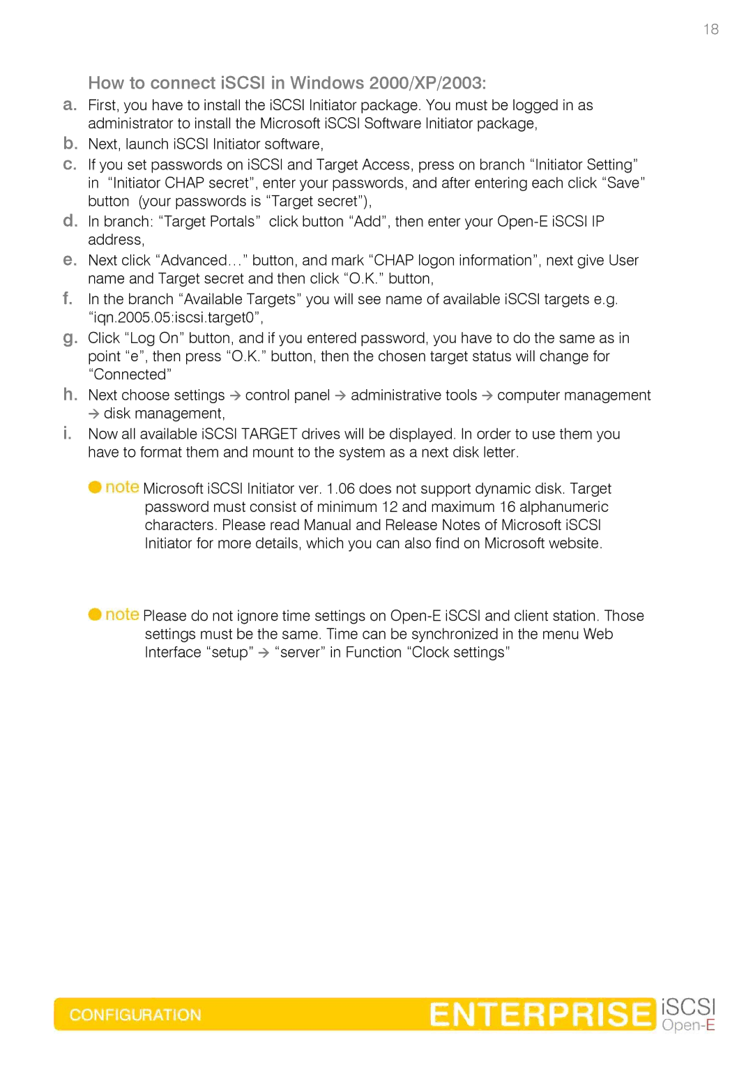 Spring Switzerland GmbH Ver. 1.61 manual How to connect iSCSI in Windows 2000/XP/2003 