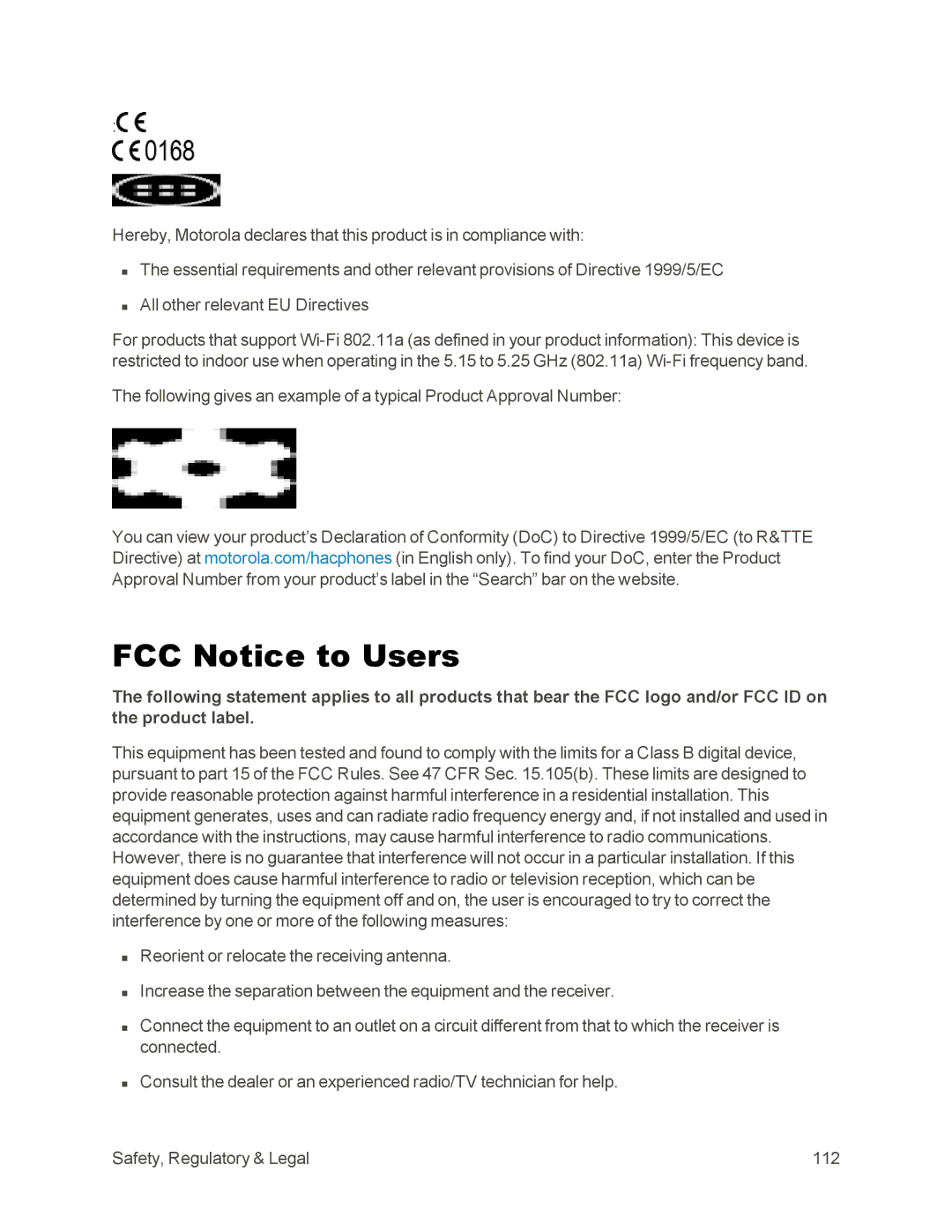 Sprint Nextel 105 manual FCC Notice to Users 