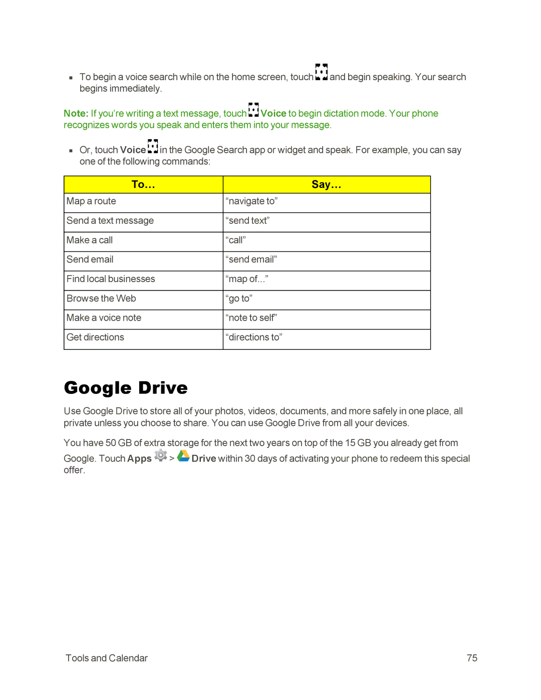 Sprint Nextel 105 manual Google Drive, To… Say… 