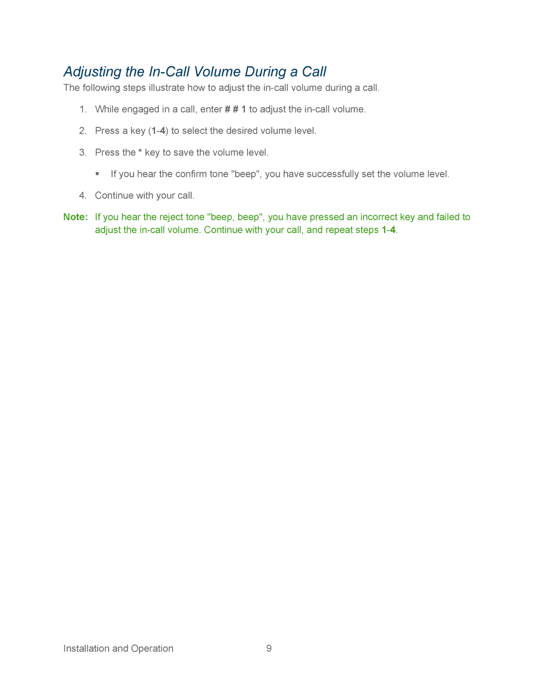 Sprint Nextel 2 manual Adjusting the In-Call Volume During a Call 