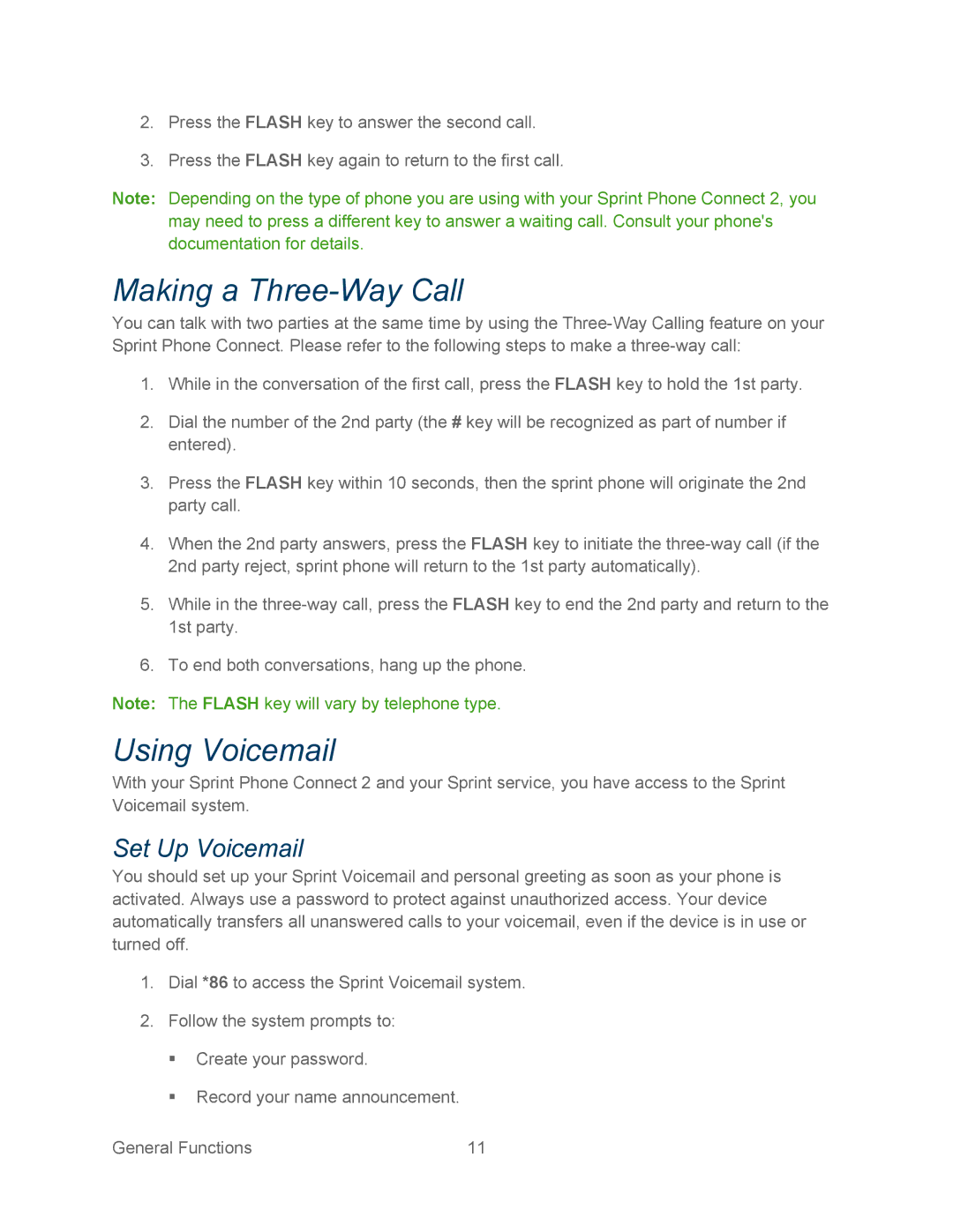 Sprint Nextel 2 manual Making a Three-Way Call, Using Voicemail, Set Up Voicemail 