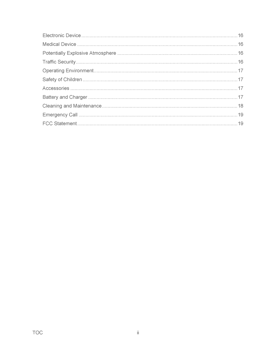 Sprint Nextel 2 manual Toc 