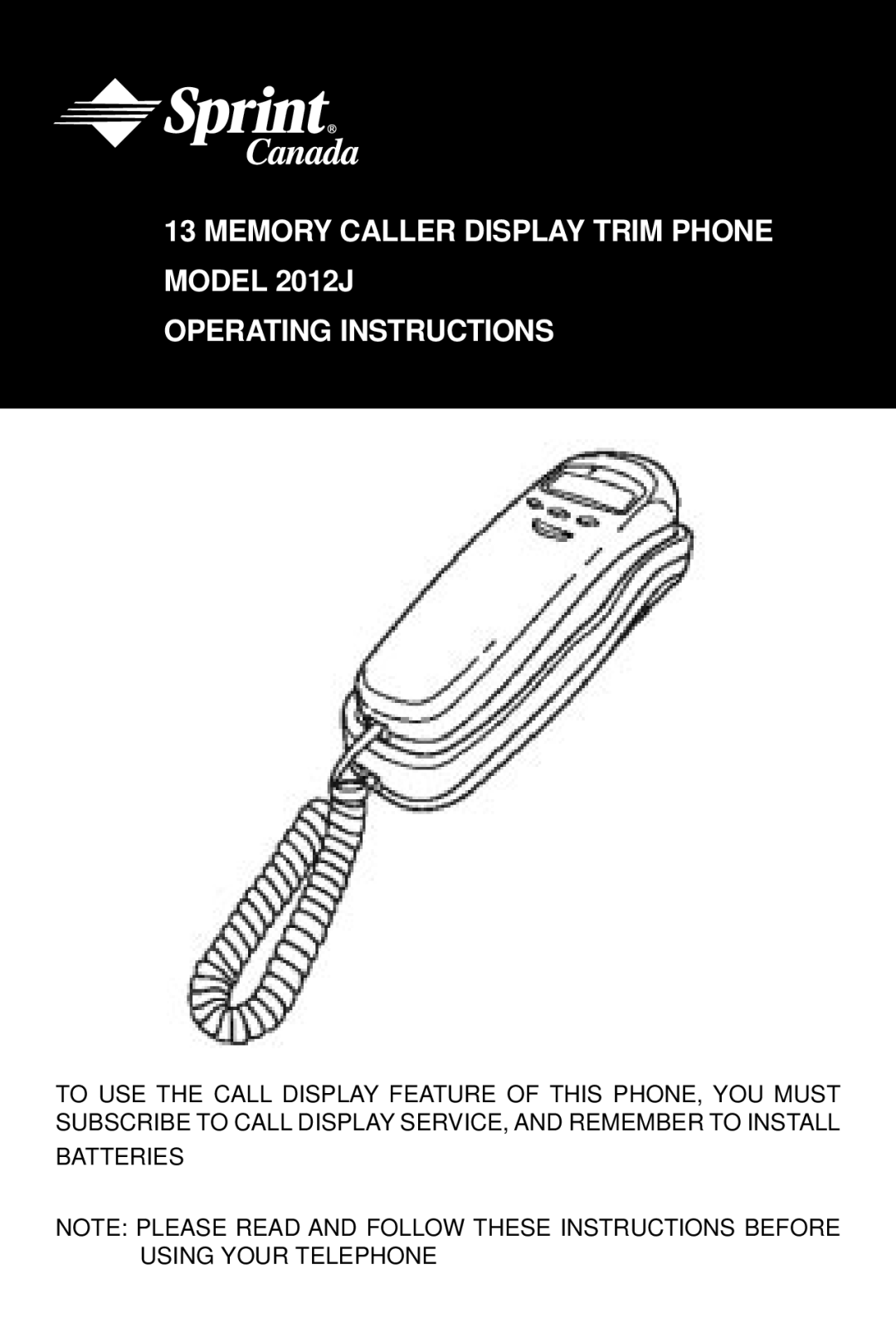 Sprint Nextel 2012J operating instructions 